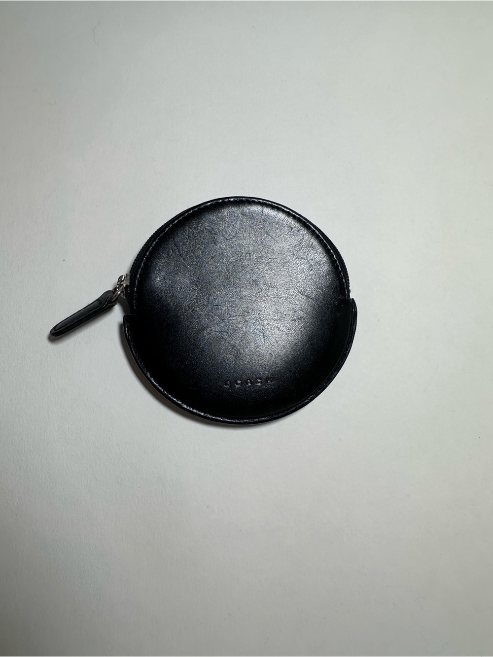 Coach Y2K Black Round Leather Coin Case